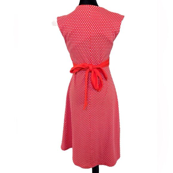 Anthropologie Dress Size 6 Eva Franco Red and White Polka Dot Sleeveless Knit - Picture 6 of 9